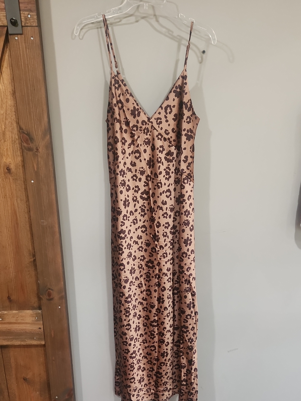 A New Day Taupe Leopard Print Maxi Slip Dress